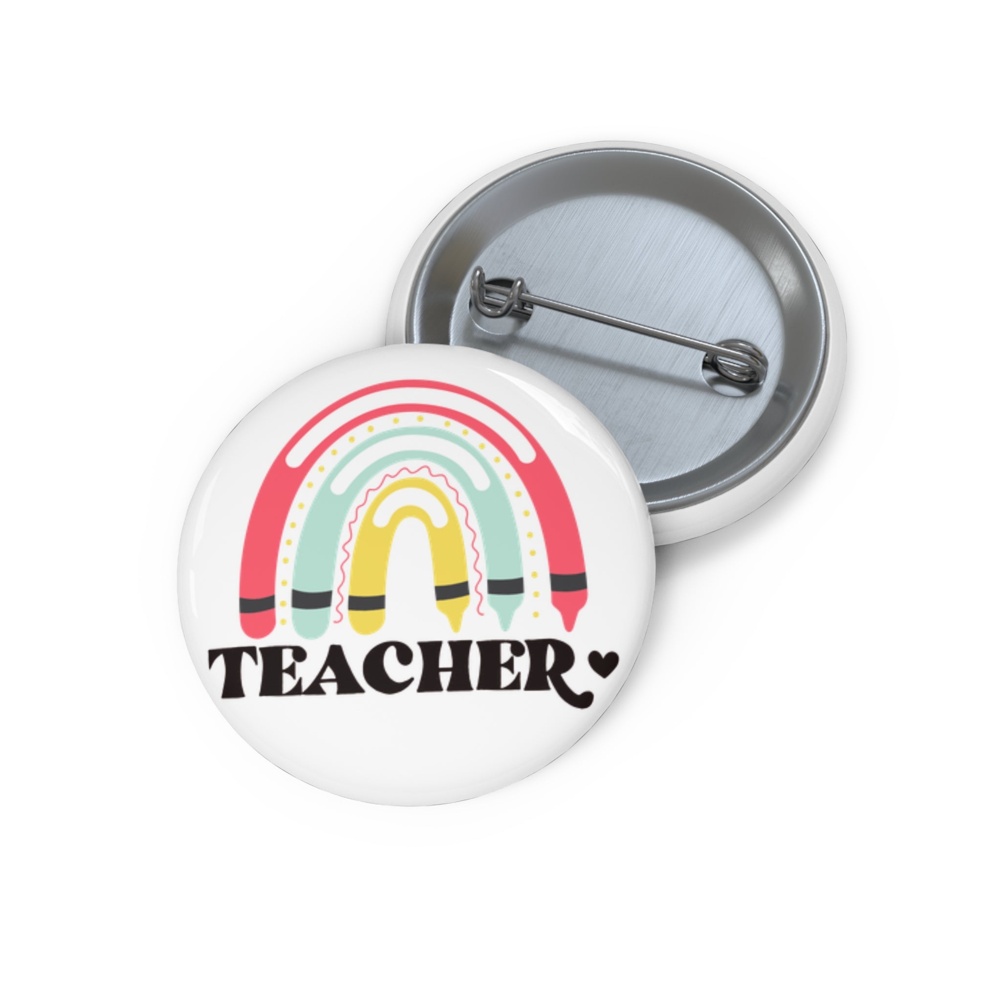 Rainbow Teacher Pin Button - Customizable Badge for Educators