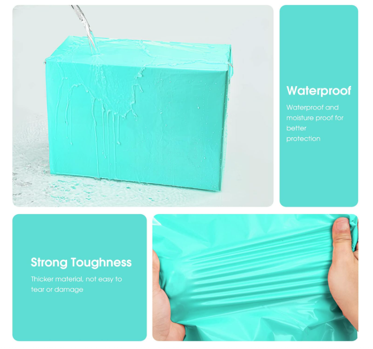 Turquoise Poly Mailers – Empaque de Envío con Cierre Adhesivo | Shipping Bags Bonitas para Negocios, Ropa y Accesorios (Paquete de 50/100)